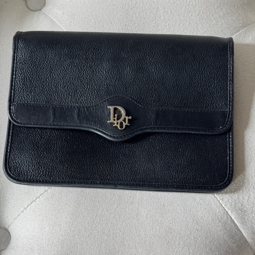 Authentic Dior Black Leather Clutch